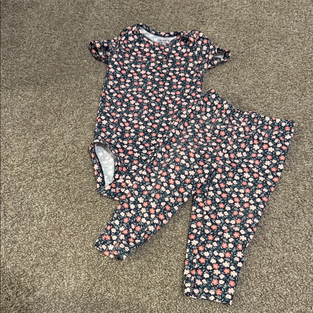 Carter's Navy Floral Matching Set with Pink Flowers